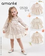 Etek Ucu Fırfırlı 2-5 Yaş Uzun Kol Elbise