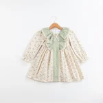 Kontrast Fırfır Panel Detaylı Vintage Elbise