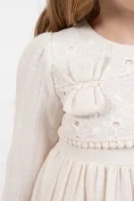 Yak Brodeli 2-5 Yaş Uzun Kol Elbise - Görsel 2