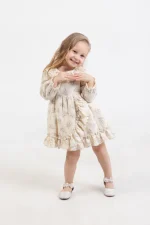Eteği Fırfırlı 2-5 Yaş Uzun Kol Elbise - Görsel 7