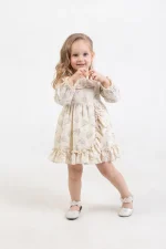 Eteği Fırfırlı 2-5 Yaş Uzun Kol Elbise - Görsel 14