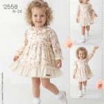 Yakası Fırfırlı 6-24 Ay Uzun Kol Elbise